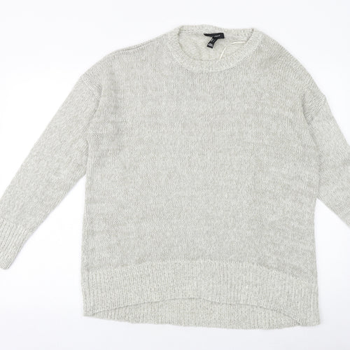 New Look Womens Grey Round Neck Acrylic Pullover Jumper Size L
