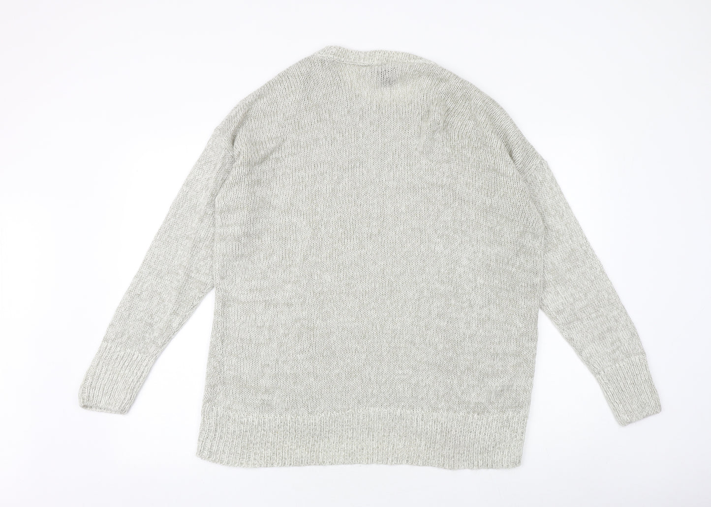 New Look Womens Grey Round Neck Acrylic Pullover Jumper Size L