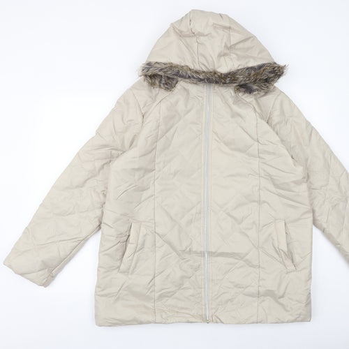Anna De Lancay Womens Beige Quilted Jacket Size M Zip