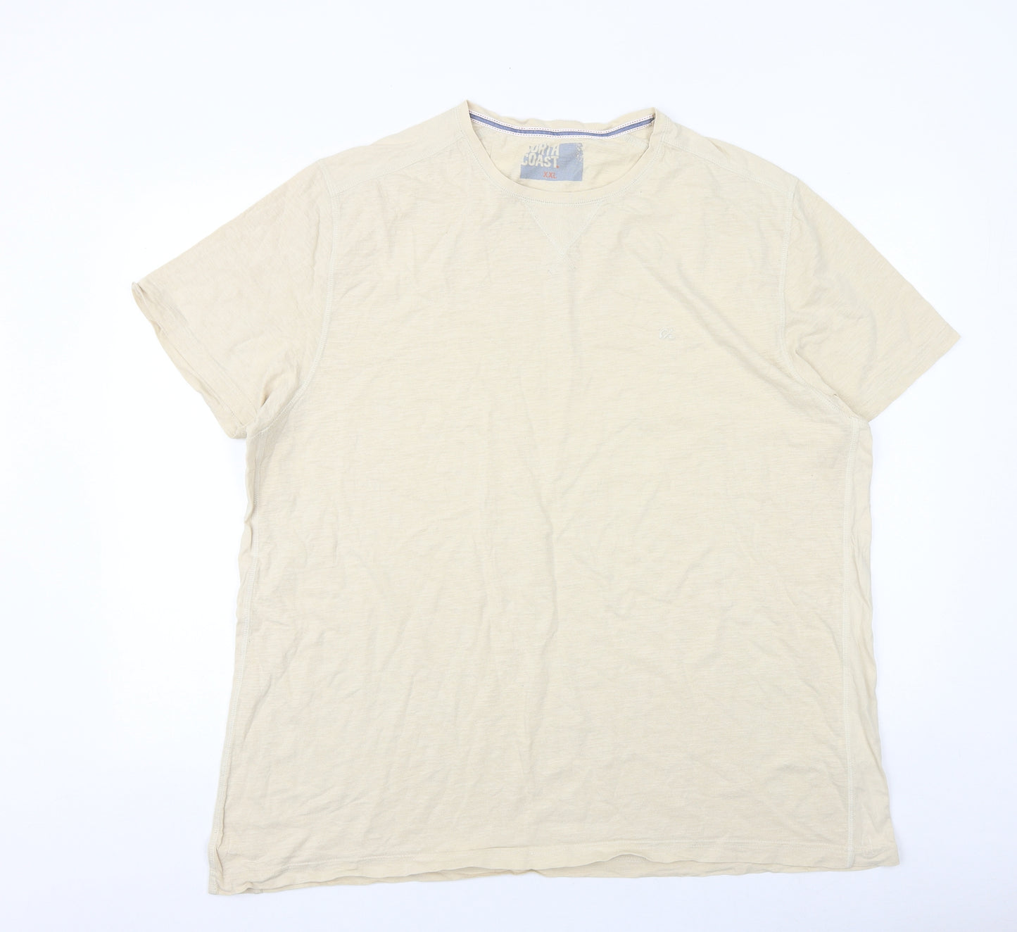North Coast Mens Beige Cotton T-Shirt Size 2XL Round Neck