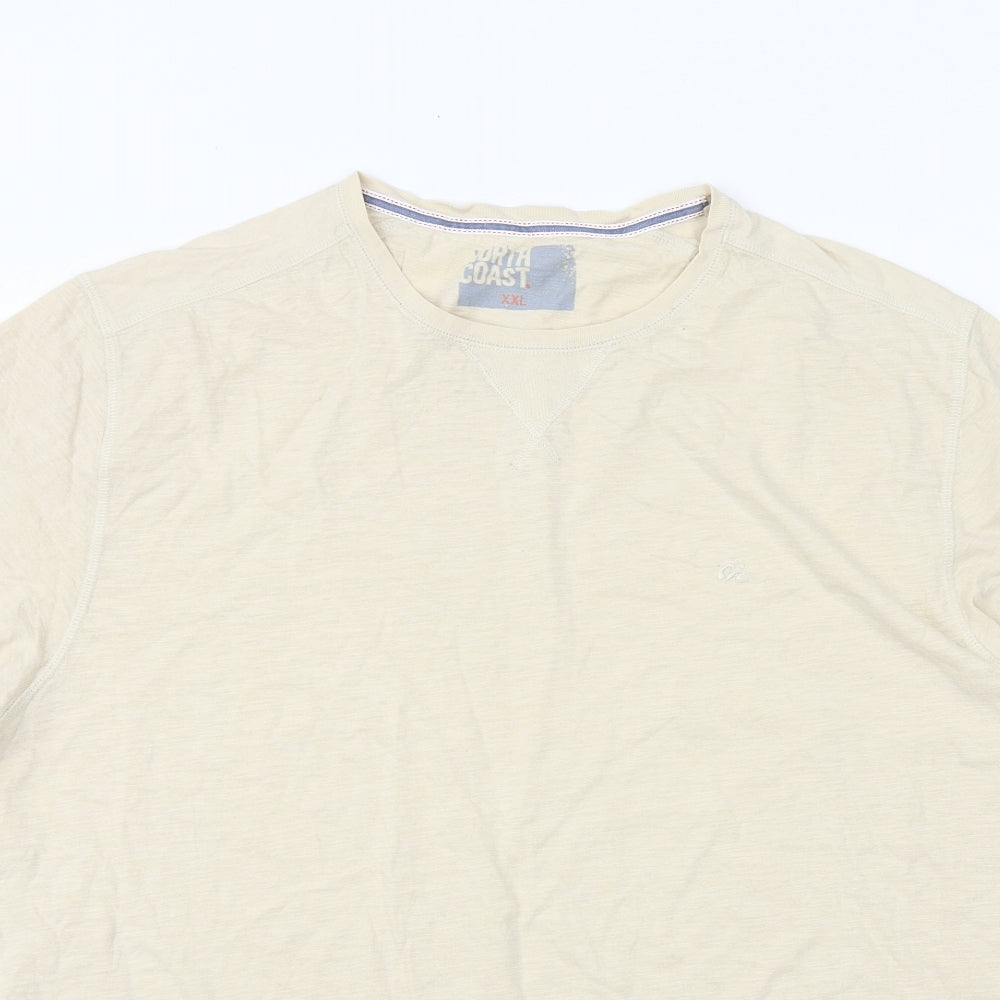 North Coast Mens Beige Cotton T-Shirt Size 2XL Round Neck