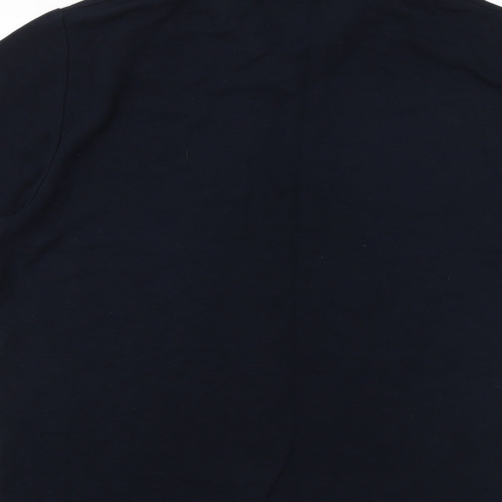 Zara Mens Blue Cotton T-Shirt Size L Collared
