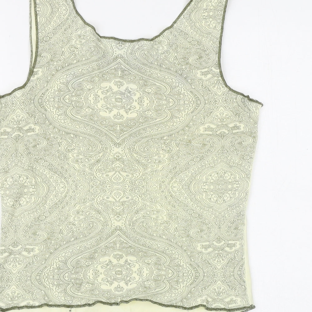 Primark Womens Green 100% Cotton Basic Tank Size 14 Round Neck