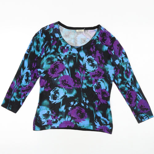 Precis Womens Multicoloured Geometric Polyester Basic T-Shirt Size XS Round Neck