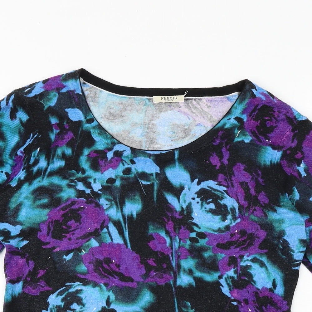 Precis Womens Multicoloured Geometric Polyester Basic T-Shirt Size XS Round Neck