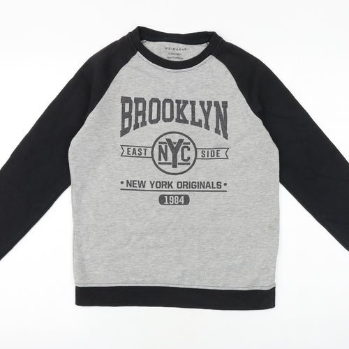Primark Boys Grey Colourblock Cotton Pullover Sweatshirt Size 12-13 Years Pullover - Brooklyn