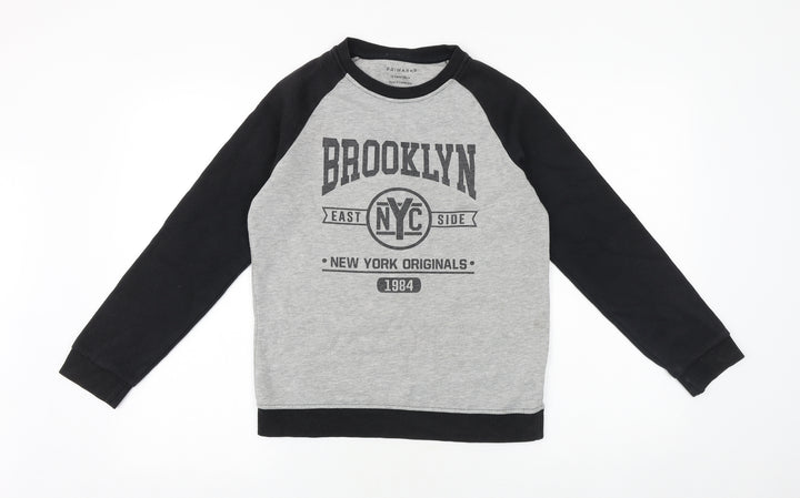 Primark Boys Grey Colourblock Cotton Pullover Sweatshirt Size 12-13 Years Pullover - Brooklyn