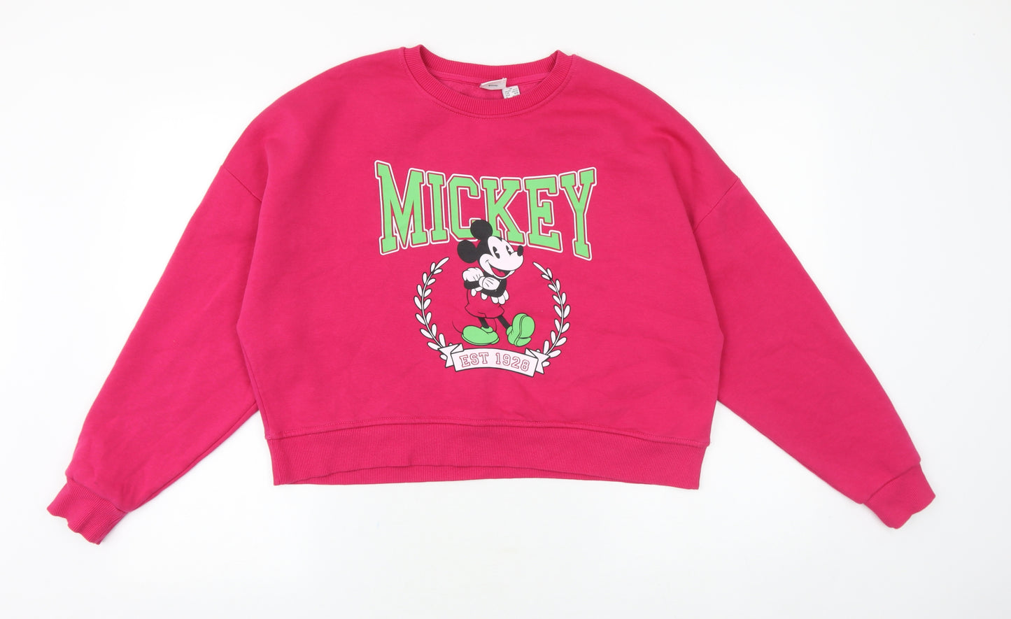 Disney Womens Pink Cotton Pullover Sweatshirt Size 12 Pullover - Mickey Mouse