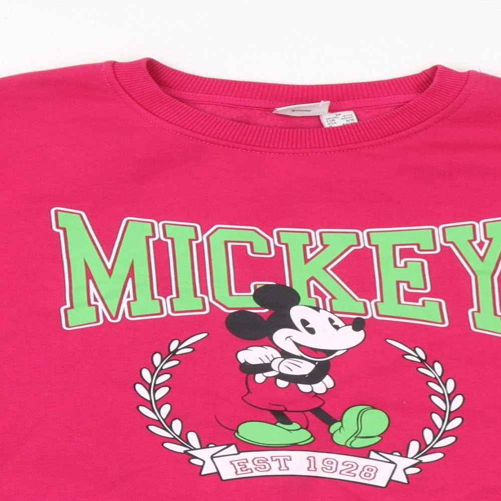 Disney Womens Pink Cotton Pullover Sweatshirt Size 12 Pullover - Mickey Mouse