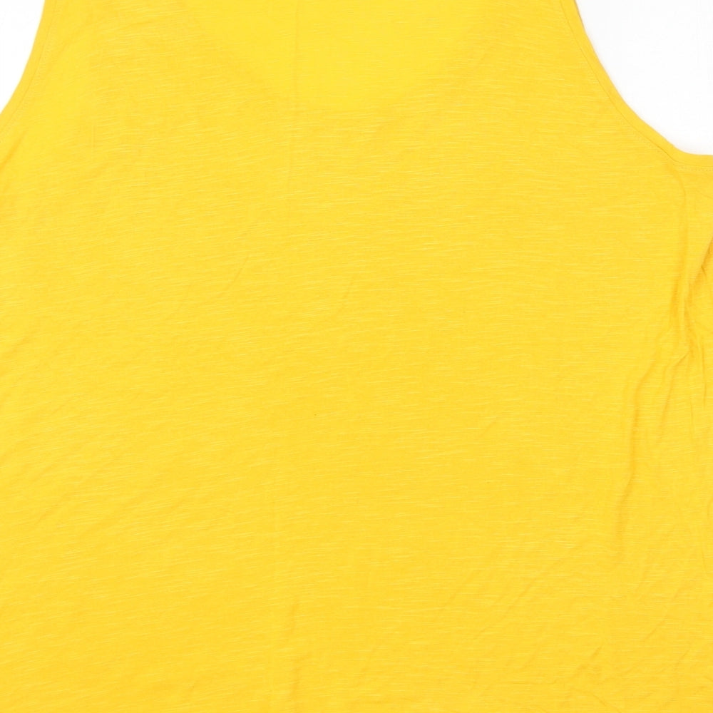 Marks and Spencer Womens Yellow Viscose Basic Tank Size 16 Scoop Neck