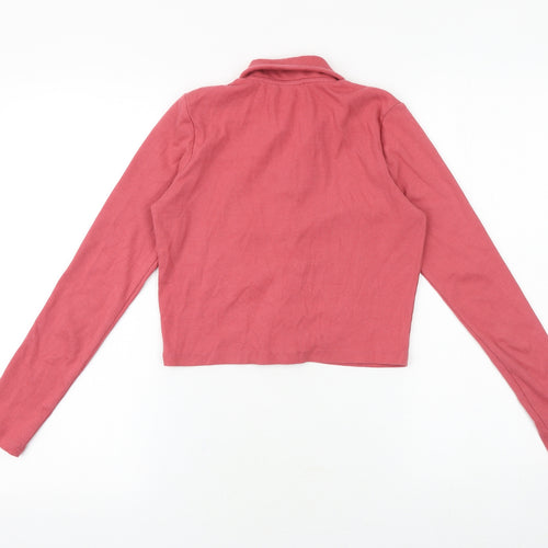 Candy Couture Girls Pink 100% Cotton Cropped Button-Up Size 15 Years Collared Button - Ribbed