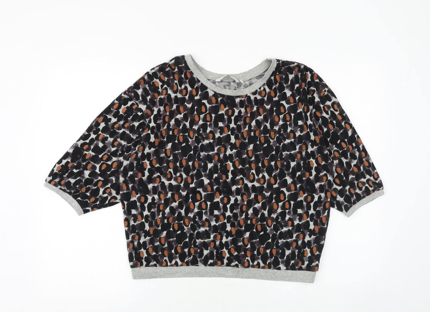 NUMPH Womens Brown Animal Print 100% Cotton Pullover Sweatshirt Size S Pullover - Leopard Pattern