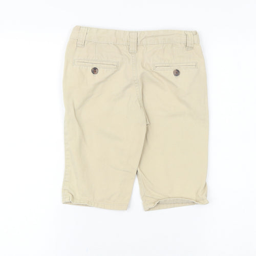 Denim & Co. Boys Beige 100% Cotton Chino Shorts Size 6-7 Years Regular Zip