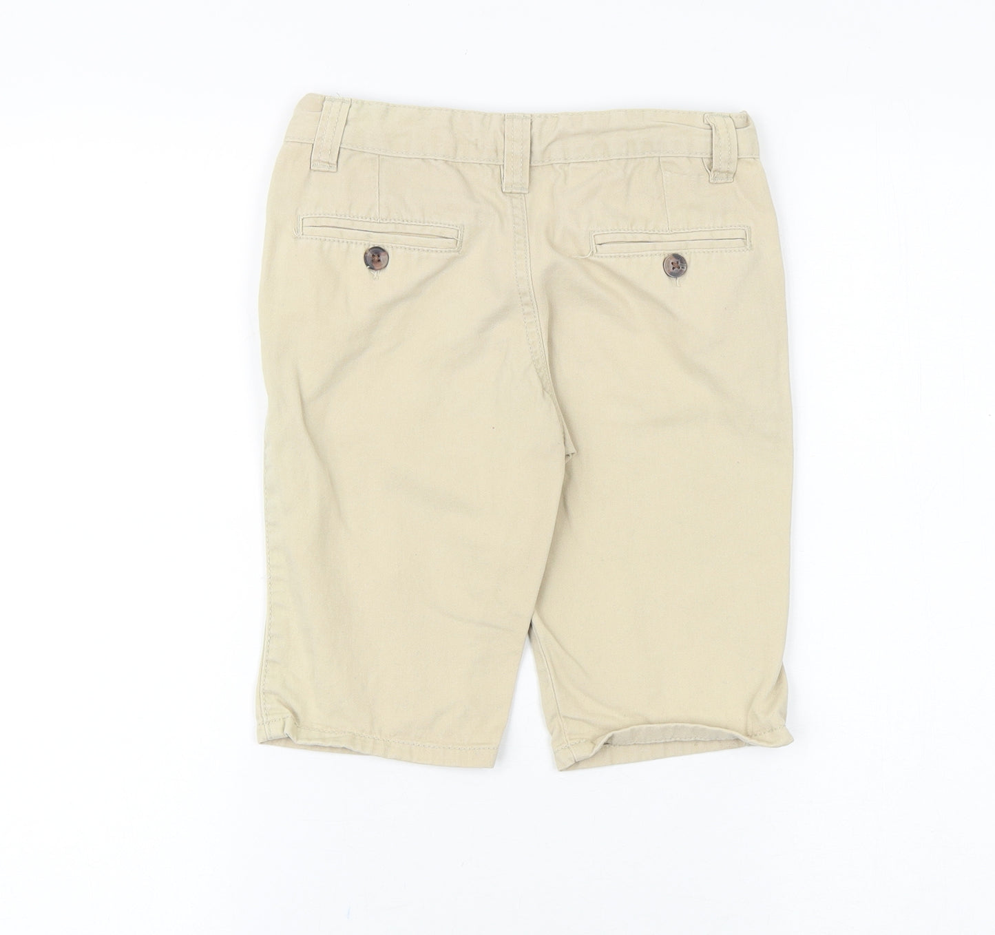 Denim & Co. Boys Beige 100% Cotton Chino Shorts Size 6-7 Years Regular Zip