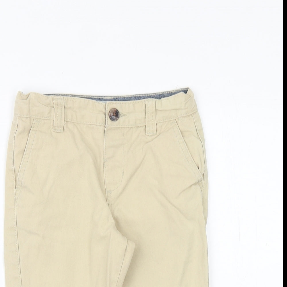 Denim & Co. Boys Beige 100% Cotton Chino Shorts Size 6-7 Years Regular Zip