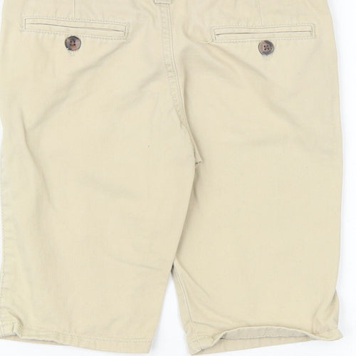 Denim & Co. Boys Beige 100% Cotton Chino Shorts Size 6-7 Years Regular Zip