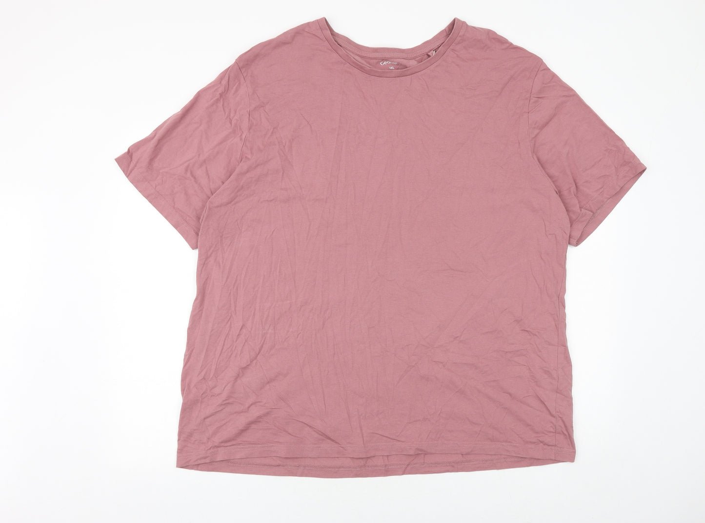 George Womens Pink Cotton Basic T-Shirt Size 3XL Scoop Neck
