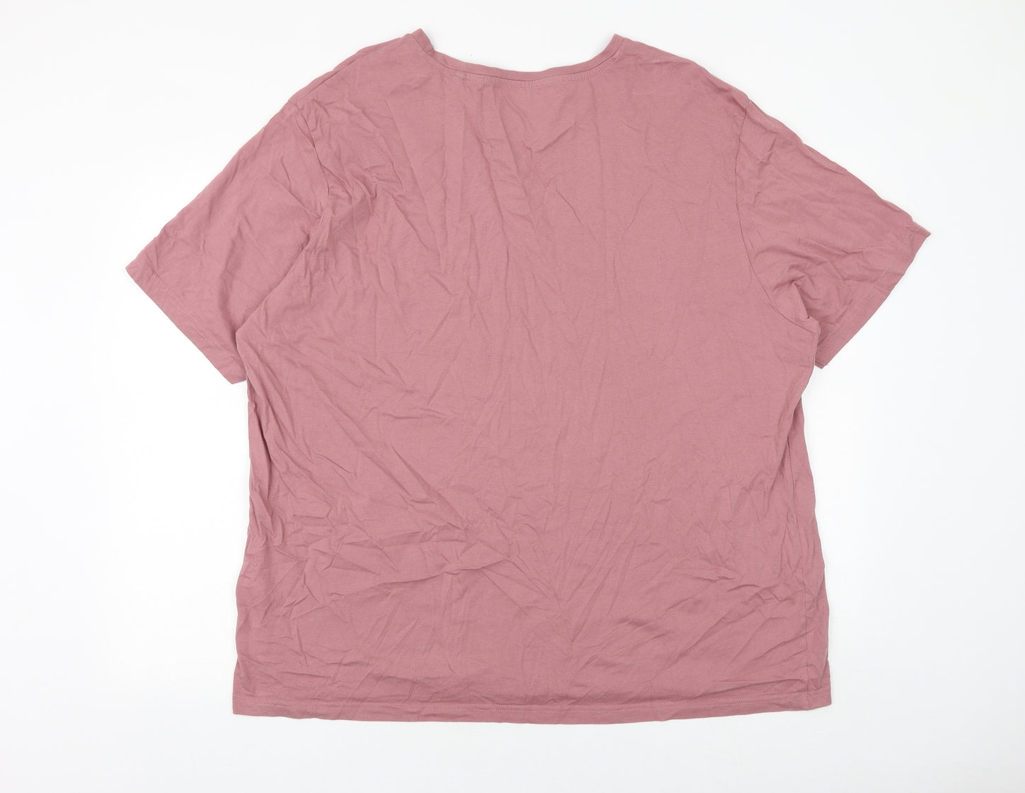 George Womens Pink Cotton Basic T-Shirt Size 3XL Scoop Neck