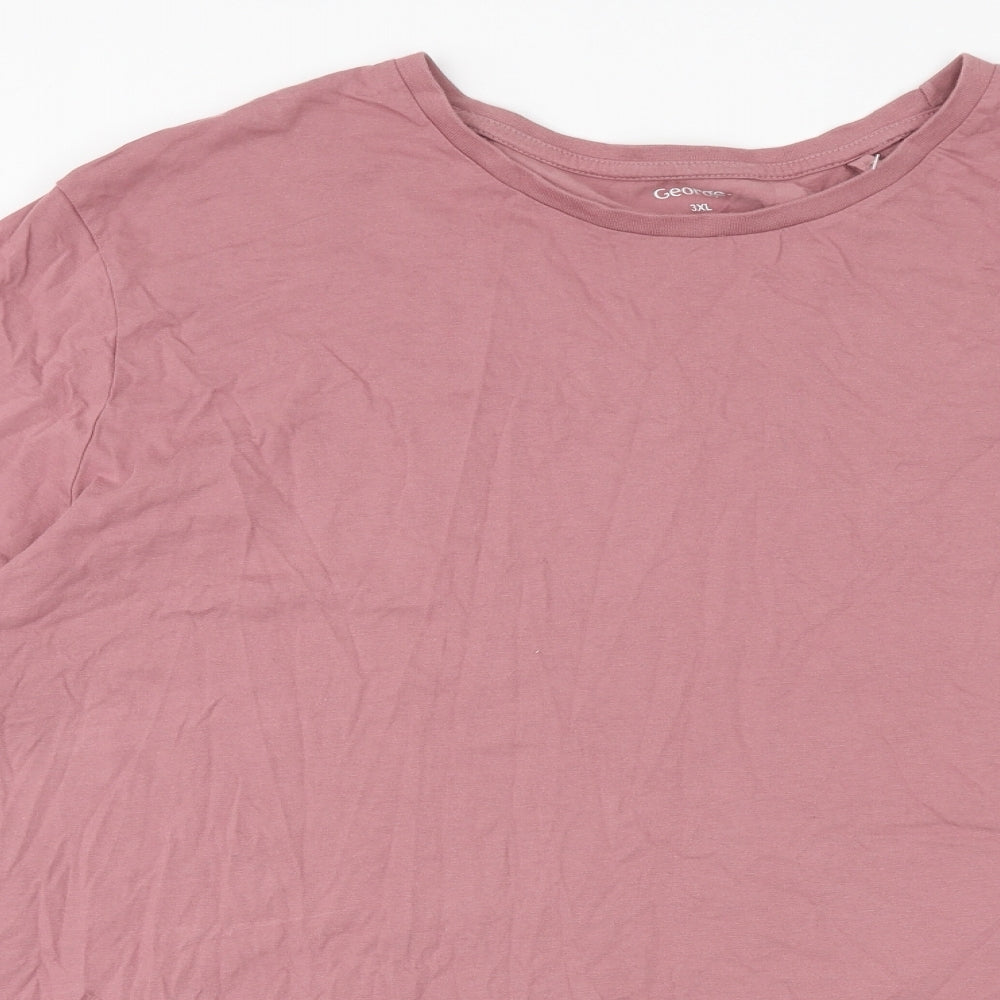 George Womens Pink Cotton Basic T-Shirt Size 3XL Scoop Neck