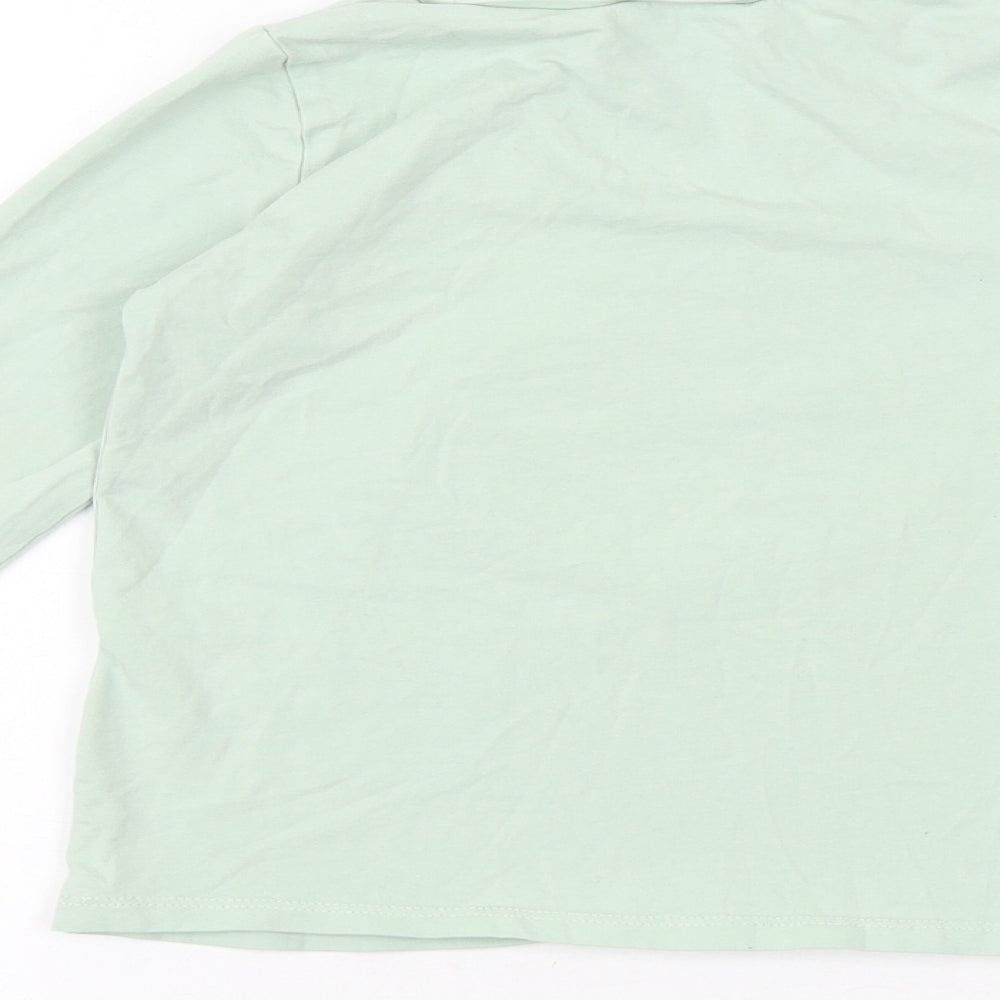 H&M Girls Green 100% Cotton Pullover T-Shirt Size 4-5 Years Boat Neck Pullover - Bunny