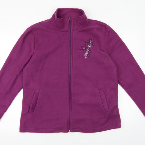 Anna De Lancay Womens Purple Jacket Size L Zip - Flower Detail