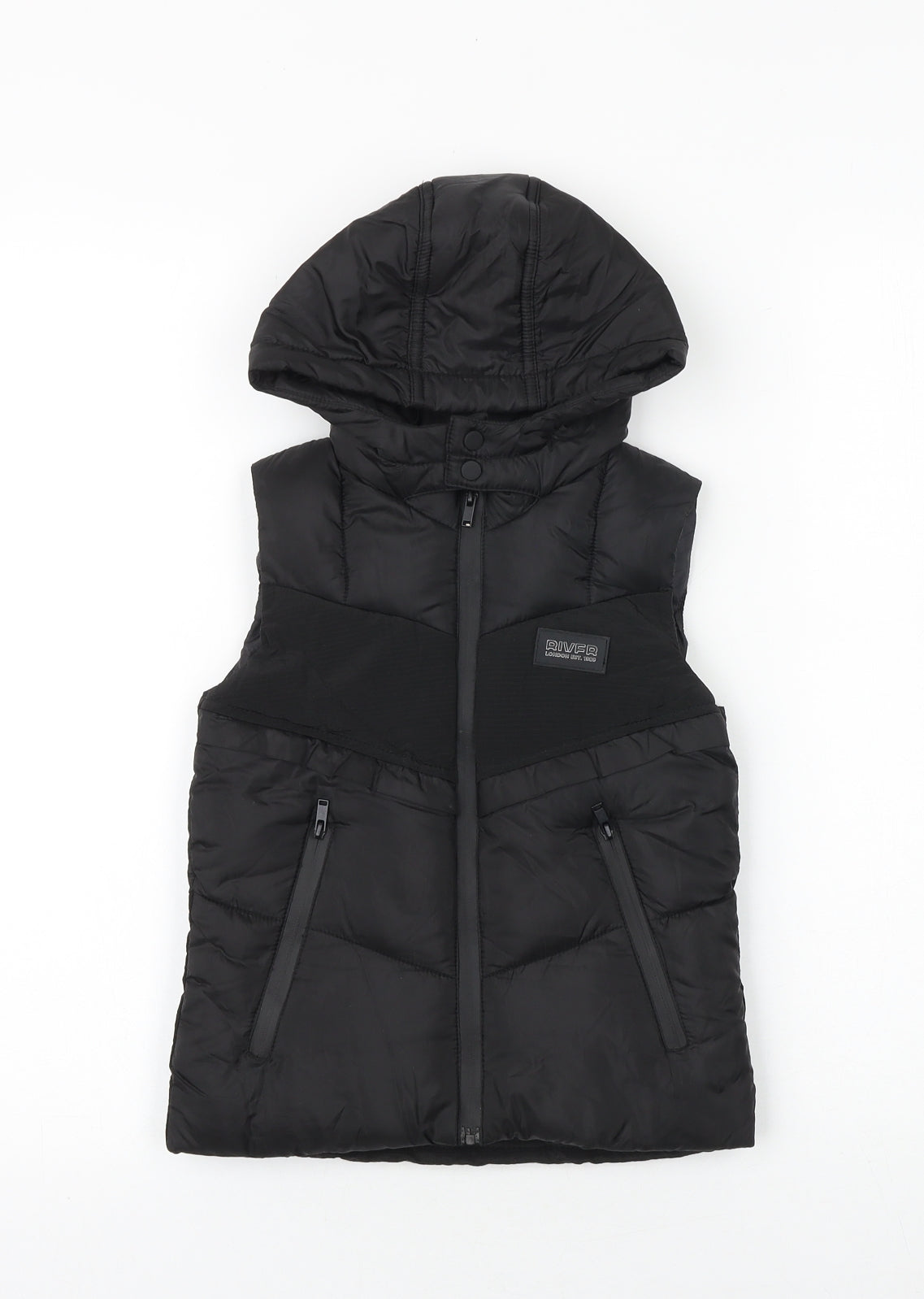 River Island Boys Black Gilet Jacket Size 3-4 Years Zip