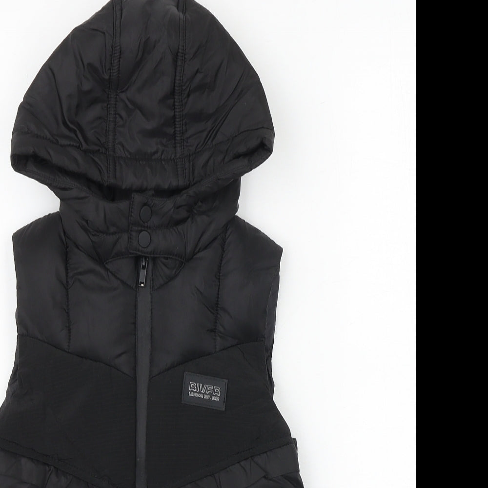 River Island Boys Black Gilet Jacket Size 3-4 Years Zip