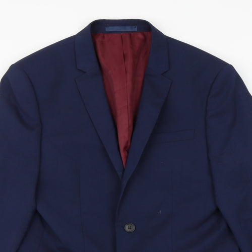 River Island Mens Blue Viscose Jacket Suit Jacket Size 38 Regular