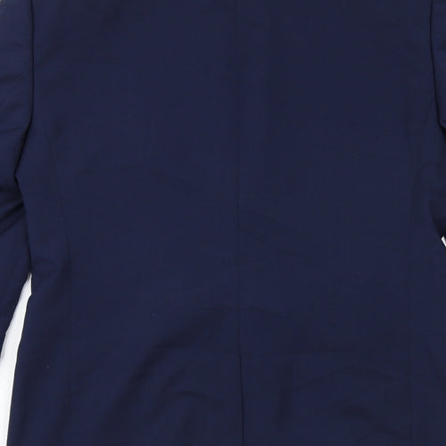 River Island Mens Blue Viscose Jacket Suit Jacket Size 38 Regular