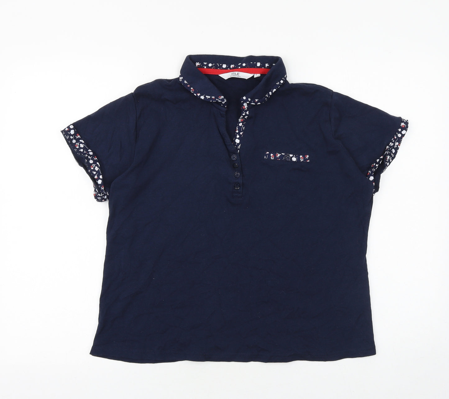 Isle Womens Blue 100% Cotton Basic Polo Size 18 Collared