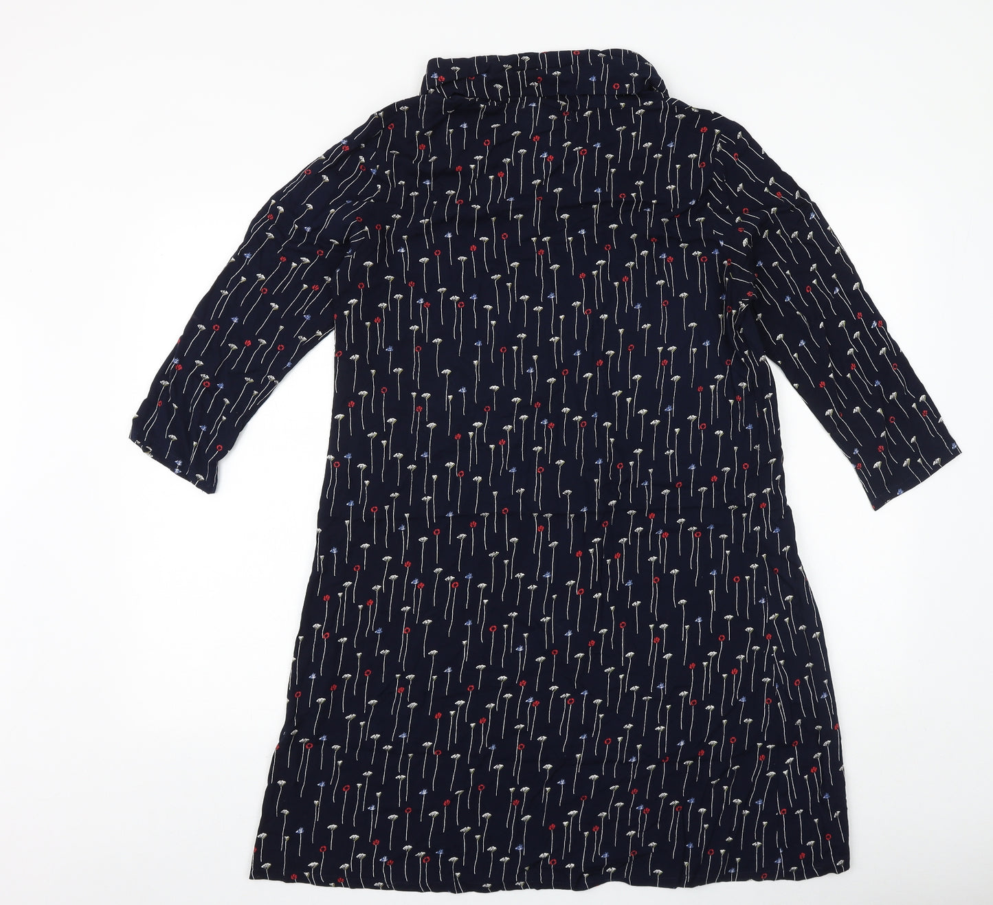 Alice Collins Womens Blue Geometric Viscose Shift Size 12 Roll Neck Pullover