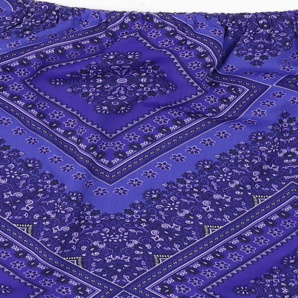 F&F Womens Blue Geometric Polyester Basic Blouse Size 20 Off the Shoulder