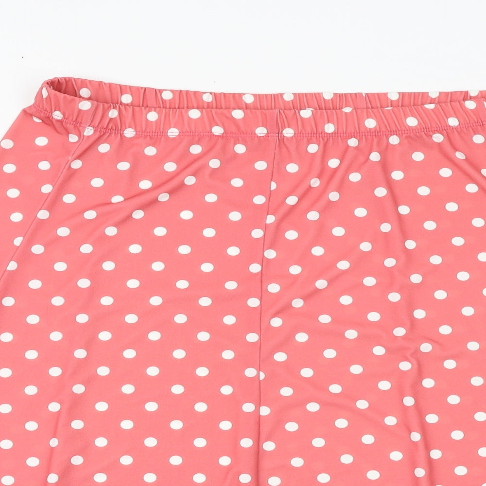 Damart Womens Pink Polka Dot Polyester Swing Skirt Size 18