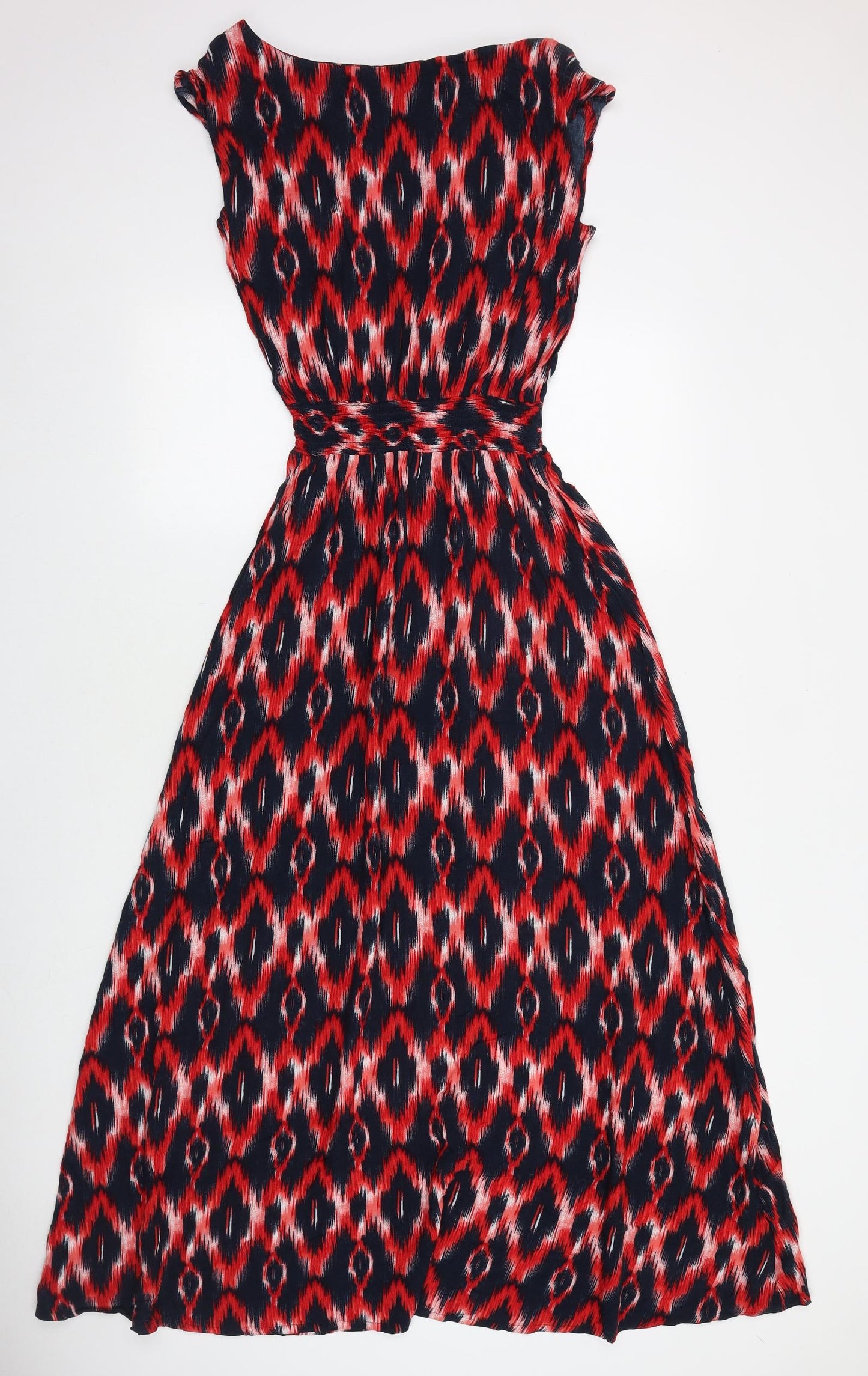 Papaya Womens Blue Geometric Viscose Maxi Size 10 Boat Neck Pullover