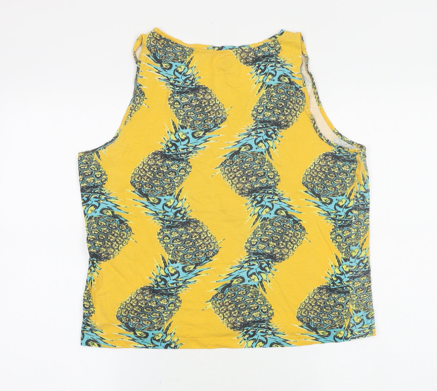 resolution Womens Yellow Geometric Viscose Basic Tank Size S Round Neck - Pineapple
