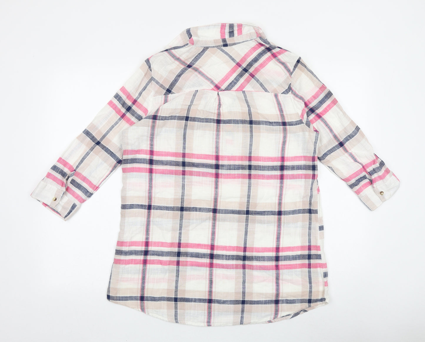 TU Womens Multicoloured Plaid 100% Cotton Basic Blouse Size 14 Collared