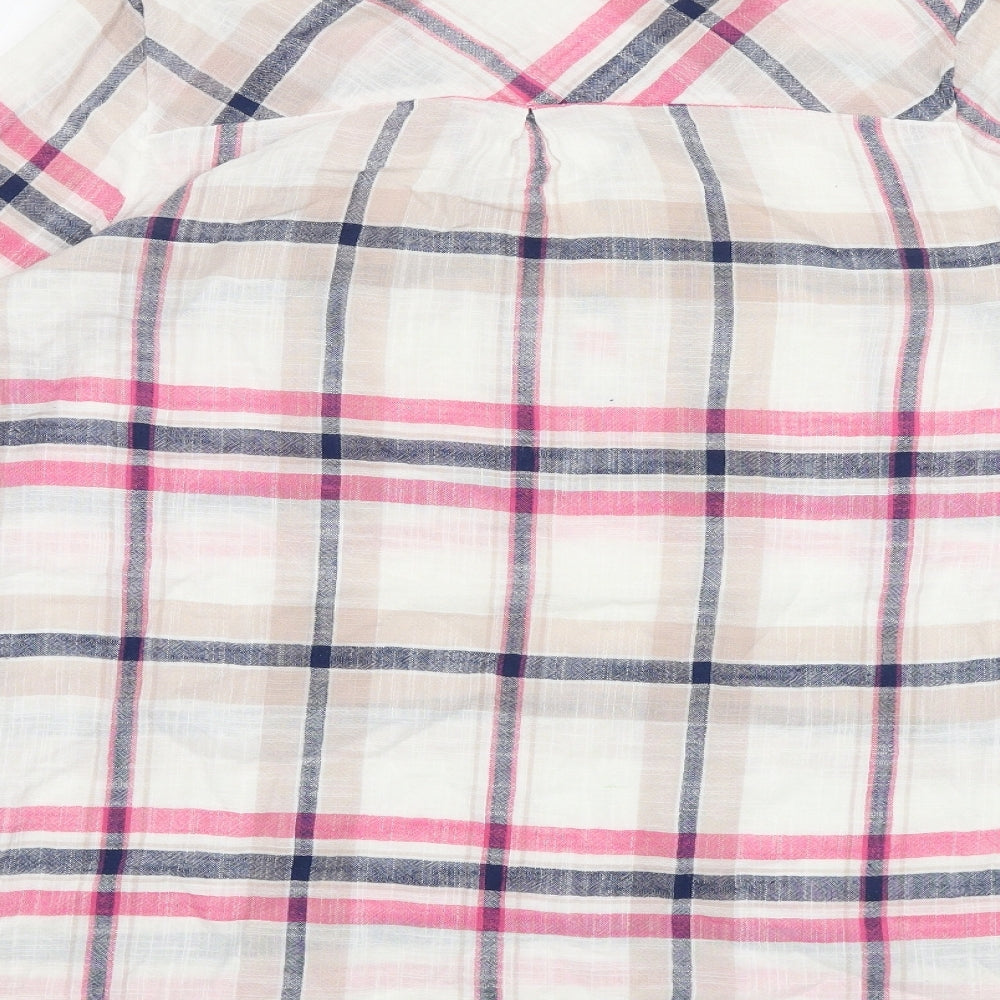TU Womens Multicoloured Plaid 100% Cotton Basic Blouse Size 14 Collared
