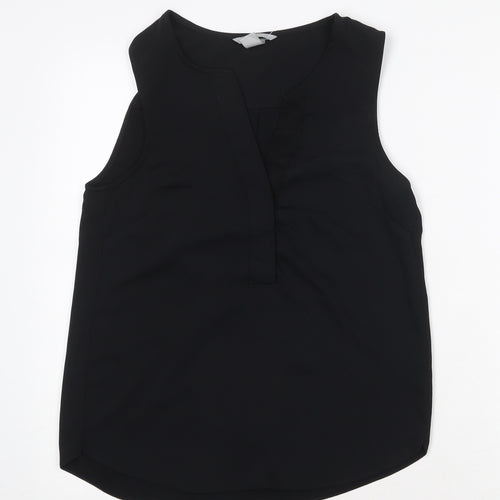 H&M Womens Black Polyester Basic Tank Size 4 V-Neck