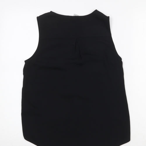 H&M Womens Black Polyester Basic Tank Size 4 V-Neck