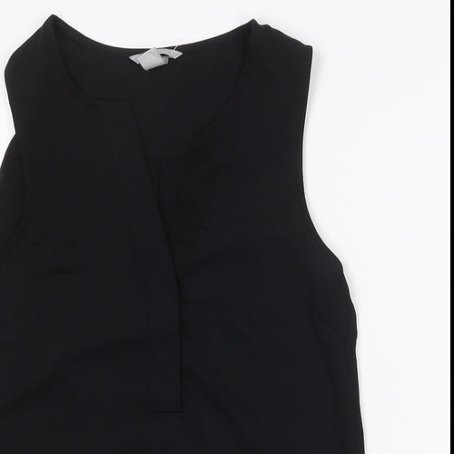 H&M Womens Black Polyester Basic Tank Size 4 V-Neck
