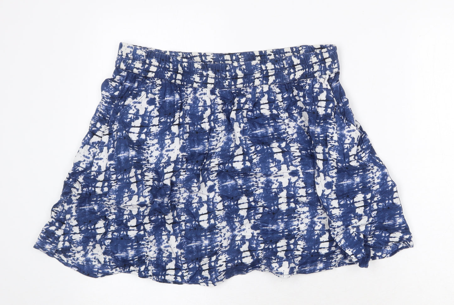H&M Womens Blue Geometric Cotton Skater Skort Size 8