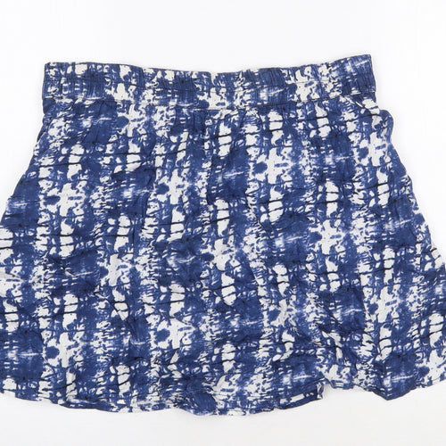 H&M Womens Blue Geometric Cotton Skater Skort Size 8