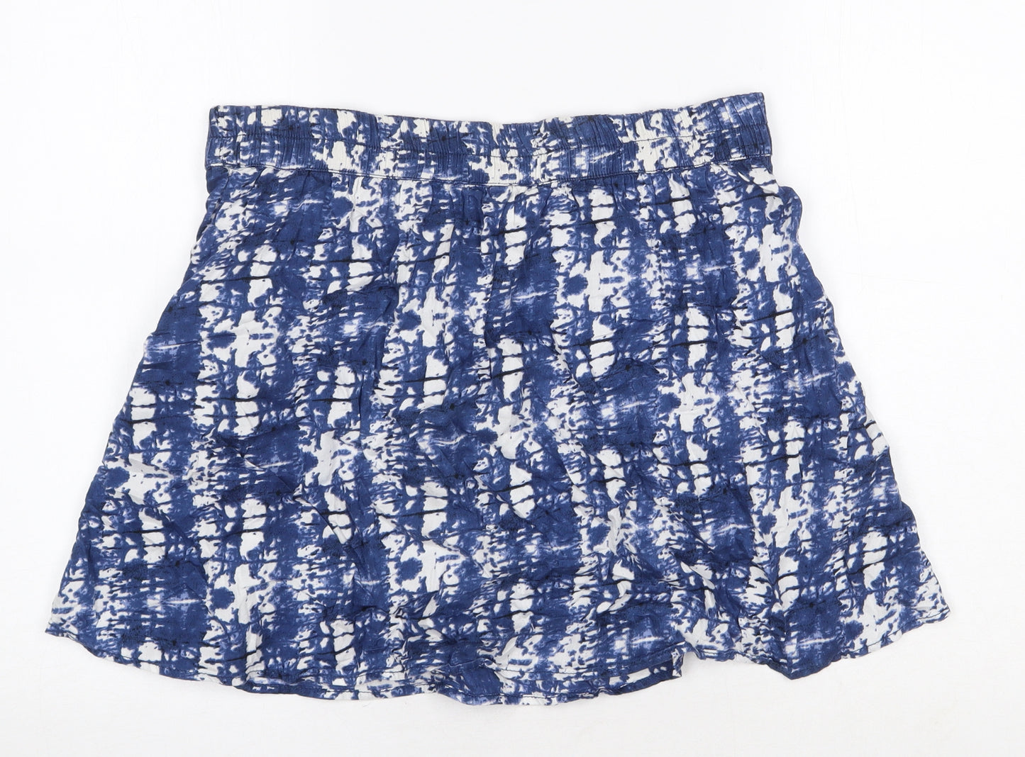H&M Womens Blue Geometric Cotton Skater Skort Size 8