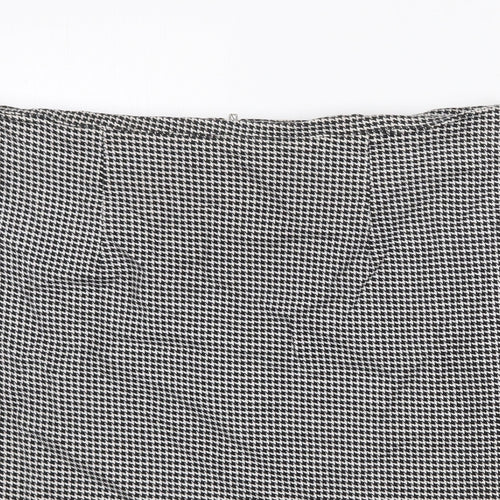 Joy Womens Black Geometric Cotton A-Line Skirt Size L Zip - Houndstooth Pattern