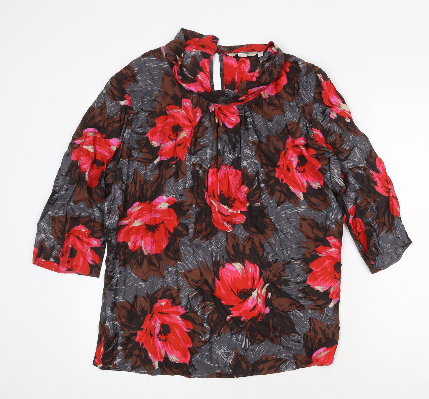 Boden Womens Multicoloured Floral Viscose Tunic Blouse Size 20 Scoop Neck
