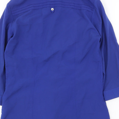 H&M Womens Blue Polyester Basic Button-Up Size 6 Collared
