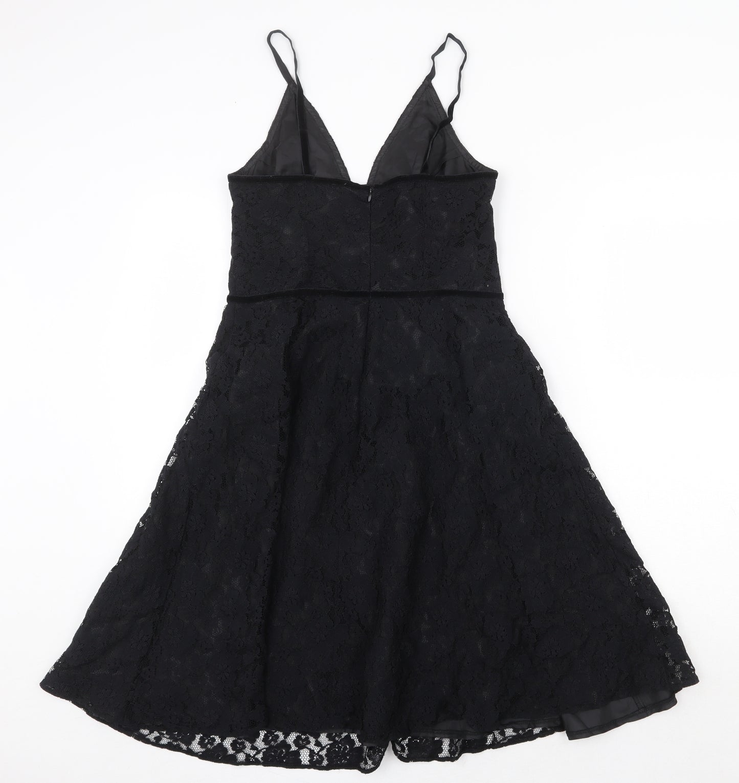Gantos Womens Black Floral Viscose A-Line Size 8 V-Neck Zip
