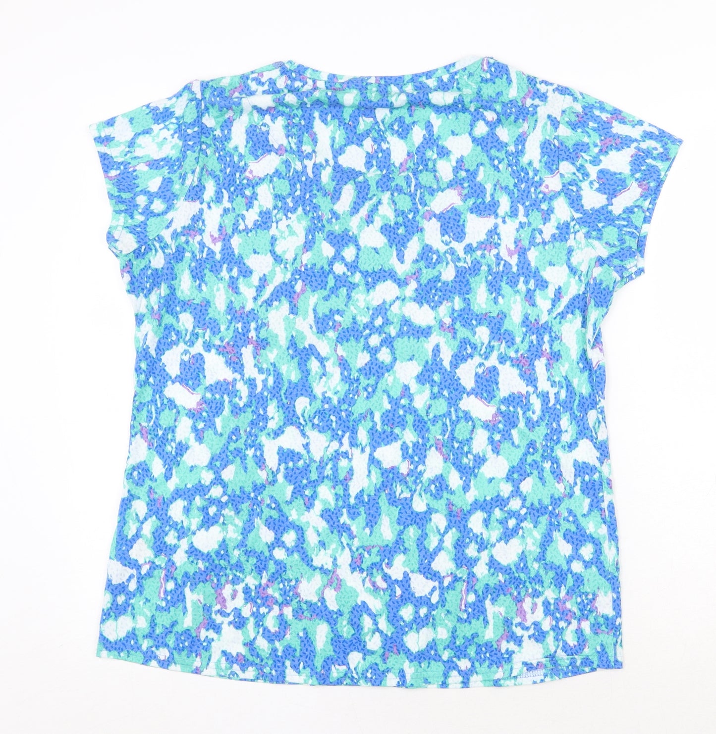 Preworn Womens Multicoloured Geometric Polyester Basic T-Shirt Size L Scoop Neck