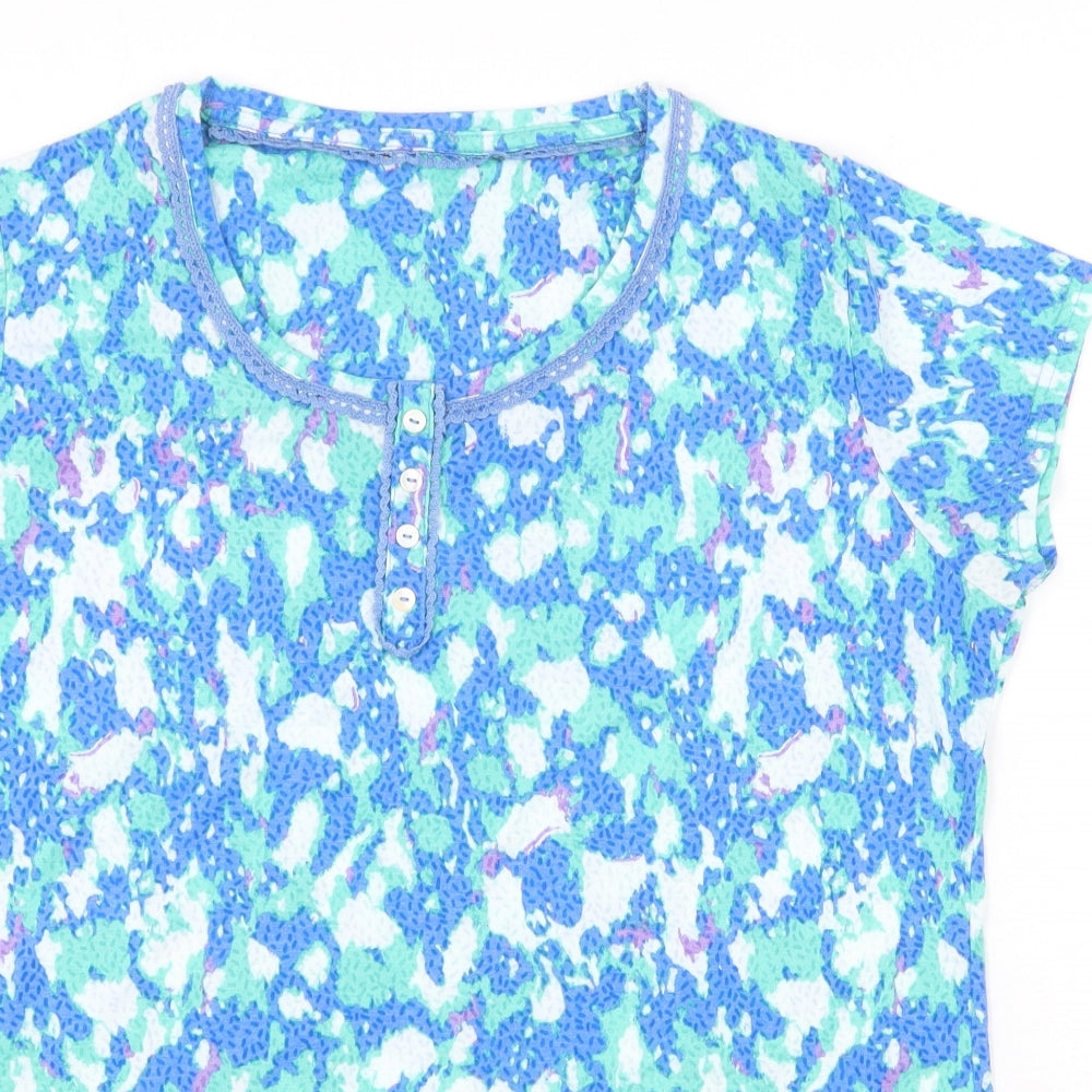 Preworn Womens Multicoloured Geometric Polyester Basic T-Shirt Size L Scoop Neck