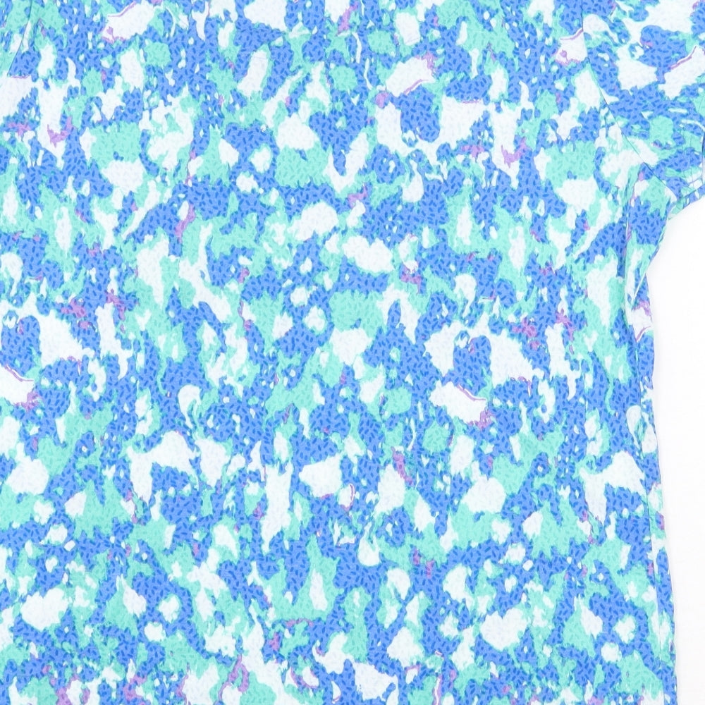 Preworn Womens Multicoloured Geometric Polyester Basic T-Shirt Size L Scoop Neck